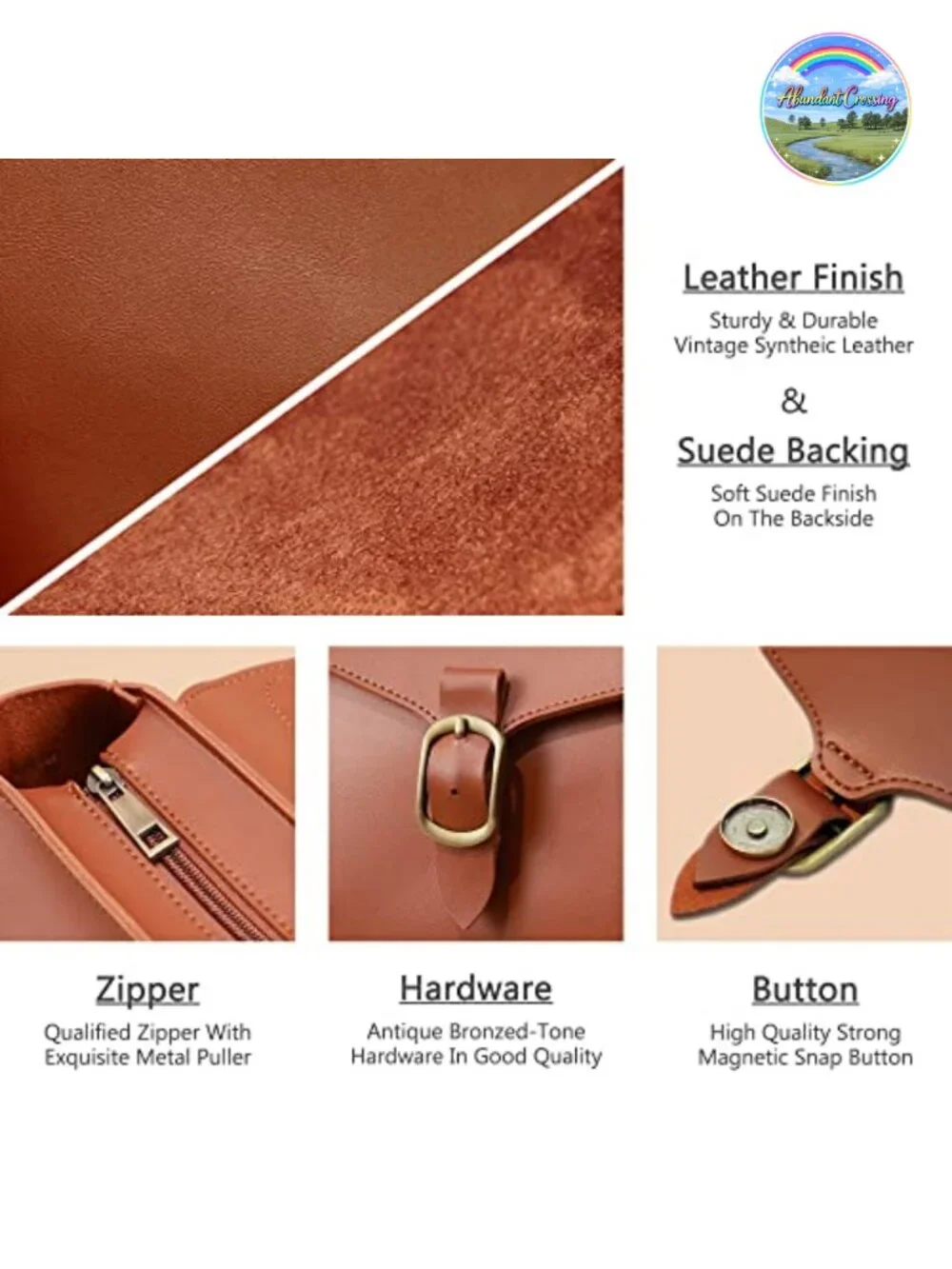 Vintage Vegan Leather Flap Top Handle Satchel Bag with Detachable Clutch